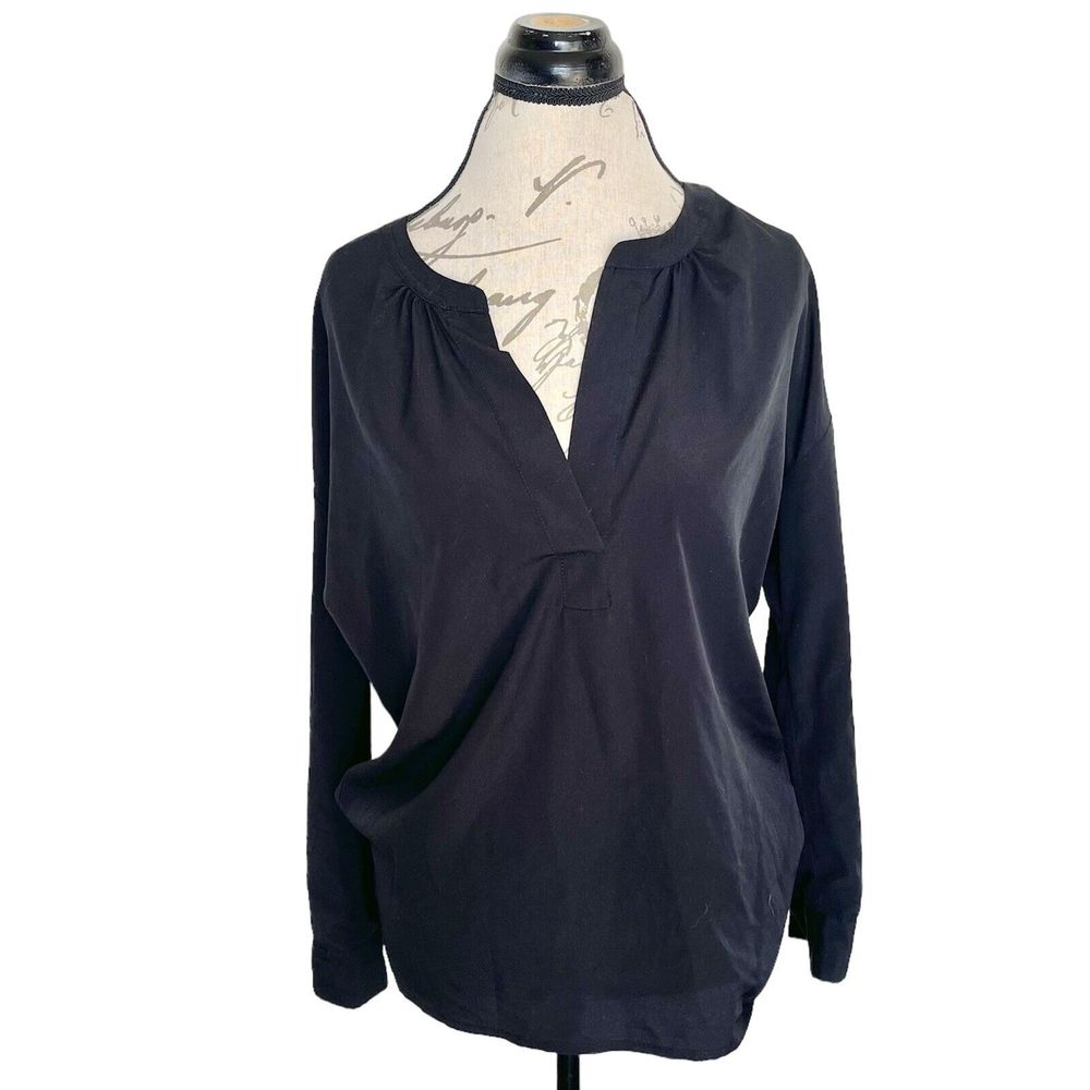 Two by Vicent Camuto Womens Size XS Blouse Black Long Sleeve Bohowestern Work